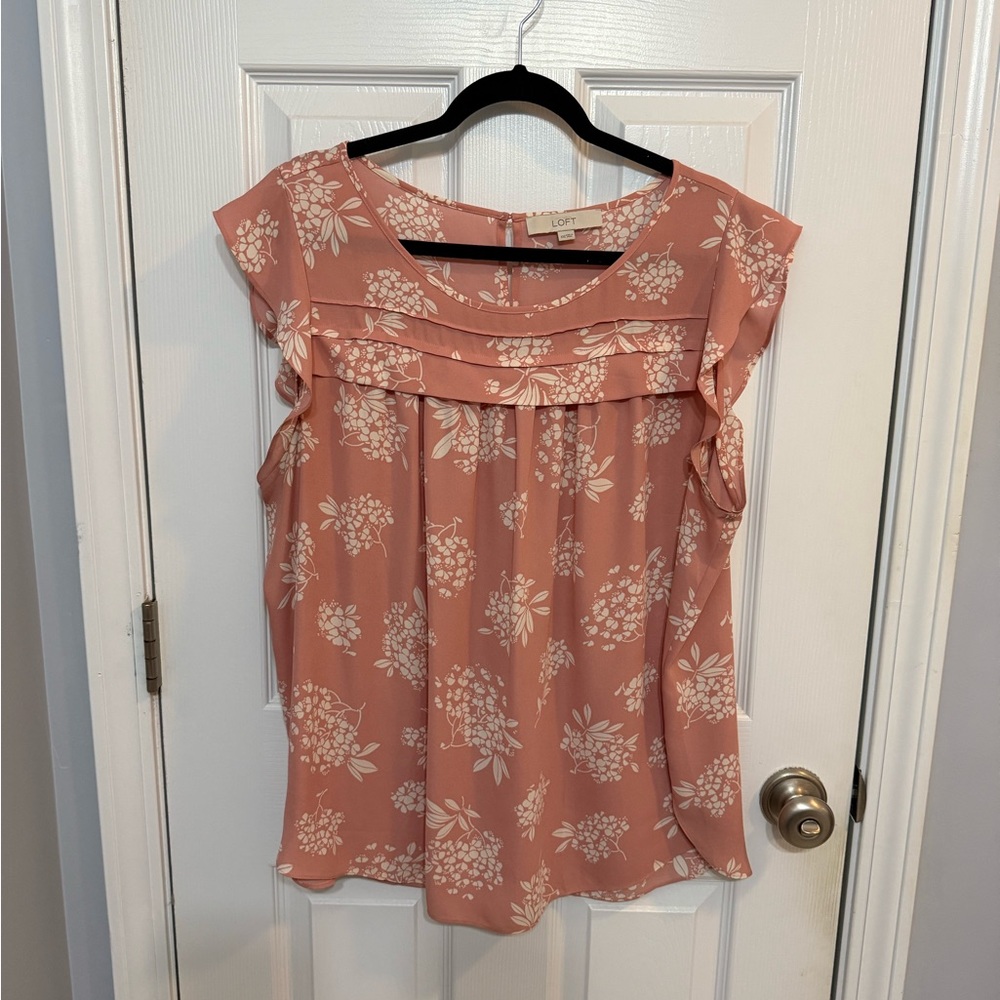 LOFT Women's Coral Floral Blouse